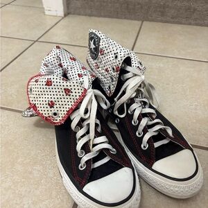 Converse Black High-Top Sneakers with Ladybug Lining